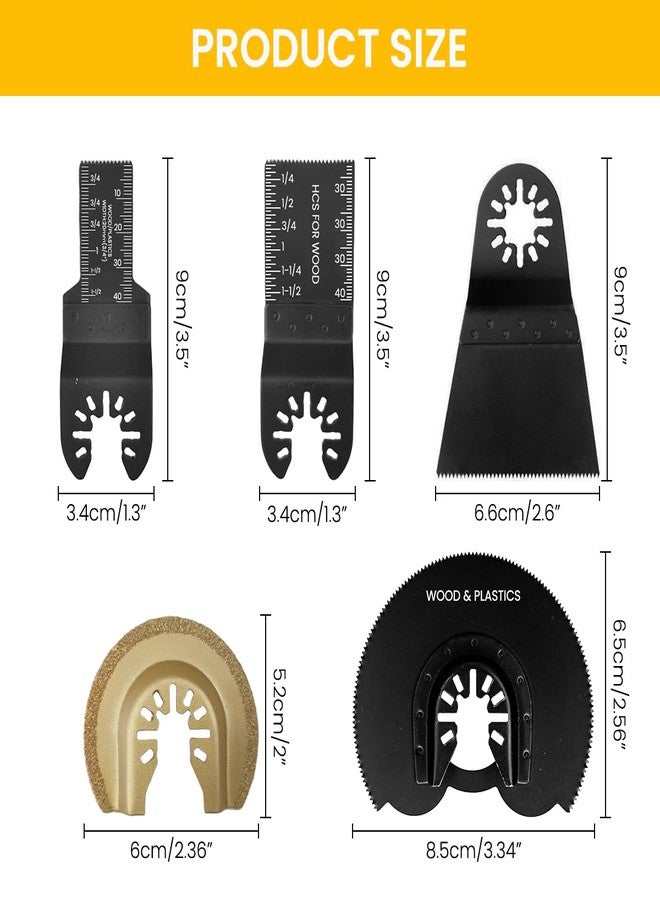 Serplex® 5Pcs Oscillating Tool Blades Set, Wood Cutting & Scraping Blades, Universal Oscillating Saw Blades, Quick Connection Etched Scale, Rugged Durable Saw Blades for Wood, PVC, Plastic, Polishing - Image 2